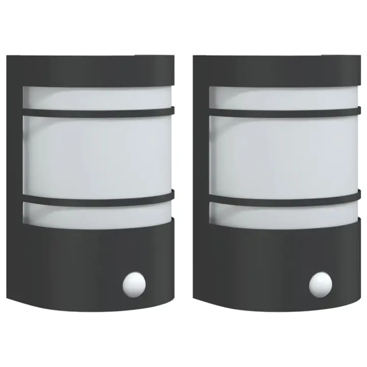 vidaXL Apliques de exterior con sensor 2 uds acero inoxidable Color Negro,  Plateado, y mas - 1