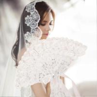 Abanico de mano elegant para Novia, abanico de mano con encaje de Rosas, abanico decorative no plegable (Blanco, 1 Paquete) - details 2