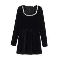 Vestido Mini Vintage TRAFZA Para Mujer Con Hebilla Y Cuello Abierto Estilo Casual Elegante Verano 2024 Fiesta Noche - details 1