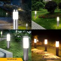 Lámpara Solar De Acero Inoxidable Para Jardín Y Paseo Exterior Cilíndrica Larga Instalación Plug-in Iluminación De Paisaje - details 9