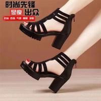 Sandalias Romanas Vacías Para Mujer Verano 2024 Con Tacón Alto Y Plataforma Casual Abiertas Tipo Pescador Estilo Clásico Medio Tacón PU Cómodo - details 3