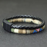 Nuevo Pulsera Bohemio Para Hombre Pulsera De Cuerda Étnica Punk De Cuero Bicolor Macramé Acessorios De Festival Para Novio - details 4