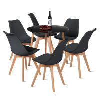 ORION91 Conjunto de 6 Sillas SIRIO Acolchadas Color 🖤 y Mesa Redonda 4 patas 100 cm Negro - Estilo Nórdico Ideal para Comedor, Salón, Terraza - SpazioLuzio - details 0
