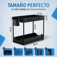 JUPPLIES Pack 2 Organizador Bajo Fregadero 2 Niveles - Organizador Extraíble con 2 Cestas Colgantes y 4 Ganchos - details 4