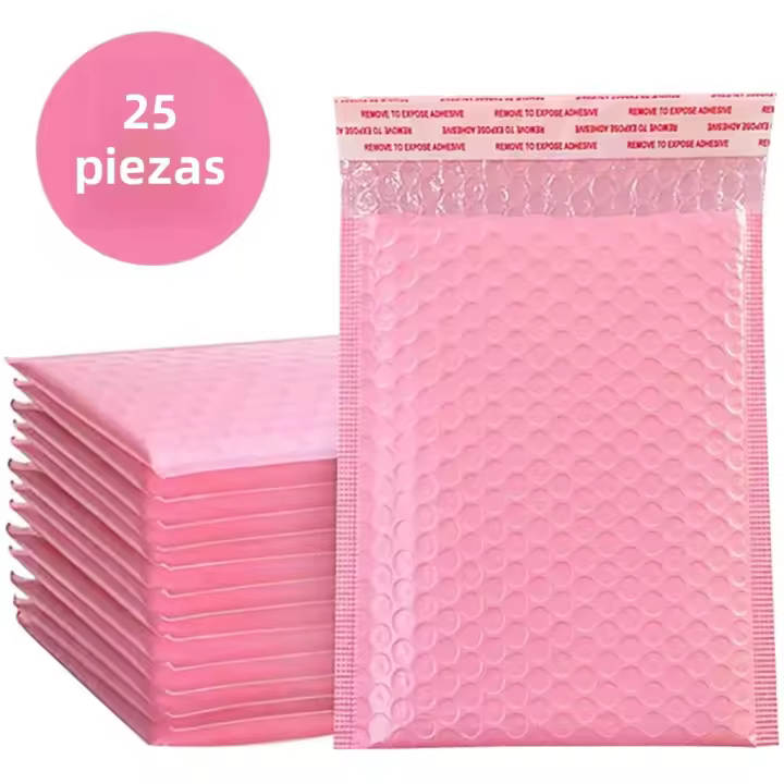 25Pcs Sobre De Poliéster Rosa Con Burbujas Auto Sellado Para Empaque De Regalos Y Dropshipping Bolsa De Almacenamiento Ecológica Multiusos Tamaño 23x17.5cm - 1