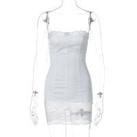 Vestido Mini Elegante De Verano Hugcitar 2024 Sin Mangas De Encaje Y Patchwork Espalda Descubierta Para Mujer Vestimenta Para Bodas Y Fiestas De Cumpleaños Estilo Y2K - details 1