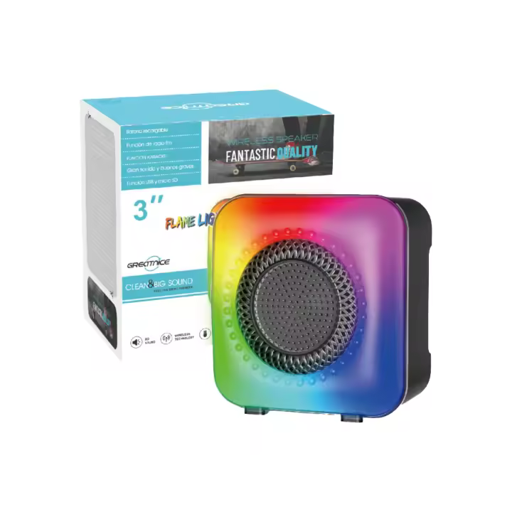 GTS-1373 Minialtavoz Bluetooth 5.0, Reproductor de Música Portátil con Subwoofer, iluminación rgb de 3 pulgadas - 1