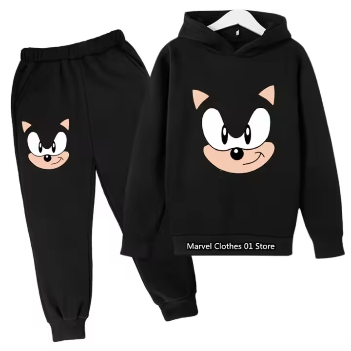 Conjunto De Ropa Infantil Para Niños Y Niñas Con Capucha Deporte Estilo Casual Camiseta Y Pantalones Talla Unisex Para Otoño Material Poliéster - 1