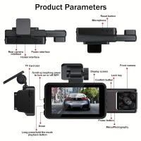 Cámara De Coche Con WiFi 3 Camaras 1080P 3-Canal Visión Nocturna Trasera Interior Frontal Grabadora De Video DVR Para Automóvil - details 16