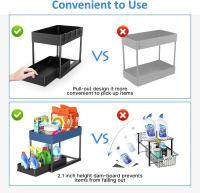Organizador De Baño Inferior Con Dos Cajones Deslizantes, Estante De Almacenamiento Multifuncional Para Cocina Material Plástico - details 4
