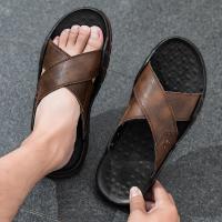 Zapatillas De Cuero Extra Anchas Para Hombre Sandalias De Comodidad Clásica Ligera Antideslizante Suela Duradera Para Exteriores - details 8