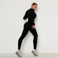 Conjunto De Yoga Para Mujer Ropa Deportiva De Gimnasio Con Top De Manga Larga Y Leggings De Cintura Alta Fitness Sports - details 0
