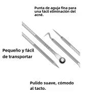 Juego De 4 Herramientas Para Eliminar Quistes Y Puntos Negros En La Piel Limpiador De Poros Set De Herramientas De Cuidado De La Piel - details 0