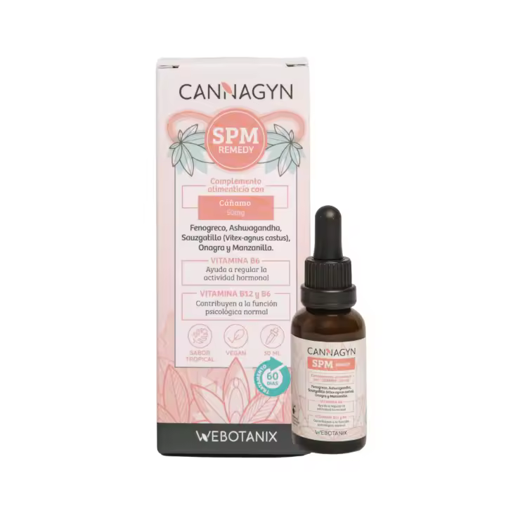 WeBotanix  30ML Complemento Alimenticio Síndrome Premenstrual y Dolores  Sauzgatillo, Ashwagandha, Vitaminas B6 y B12, Aceite de Onagra  Regulación Hormonal Femenina  Apto para Veganos - 1