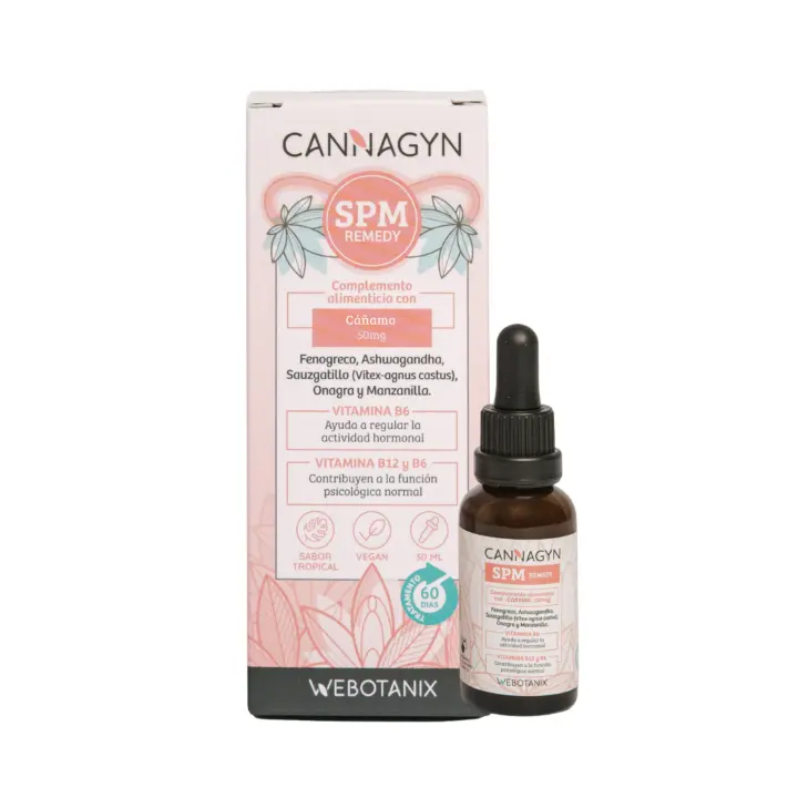 WeBotanix  30ML Complemento Alimenticio Síndrome Premenstrual y Dolores  Sauzgatillo, Ashwagandha, Vitaminas B6 y B12, Aceite de Onagra  Regulación Hormonal Femenina  Apto para Veganos - 1