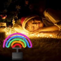 Luz LED de neón Arcoíris para Colgar en la pared, Luz Nocturna, decoración del Hogar, watería USB, modelo de Doble use - details 2