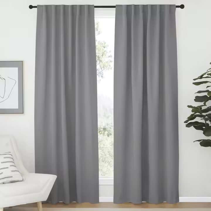 Cortinas Opacas para Dormitorio y Tratamiento de Ventanas - Gris Plisado (52x72 Cm) - Juego de 2 Paneles - 1