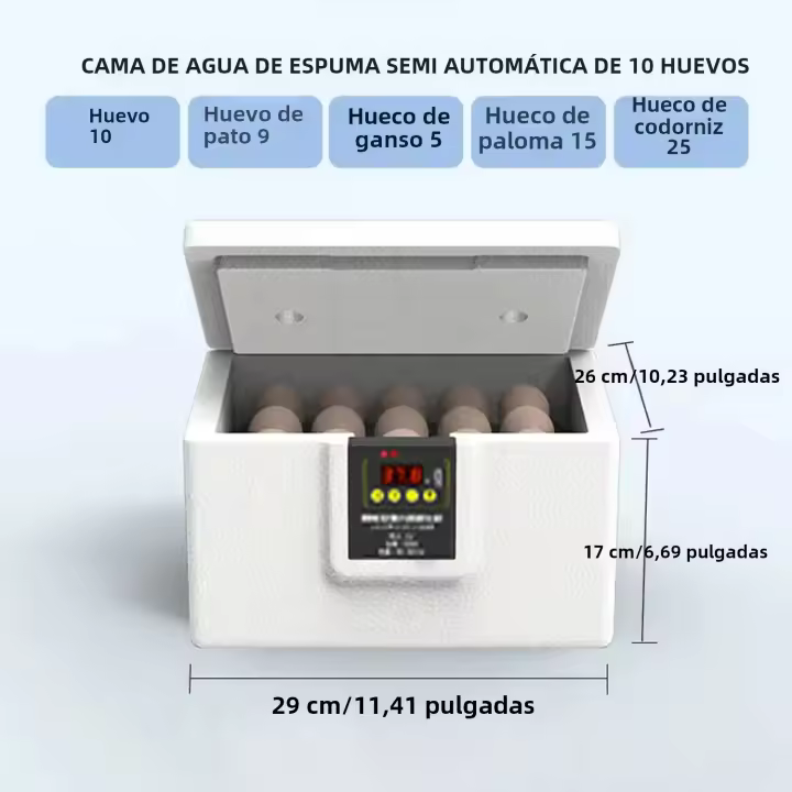 Incubador Termostático Manual Con USB Para Peces Aves Y Huevo Incluye Cama De Agua Biónica Y Luz De Huevos Máquina Todo En Uno - 1