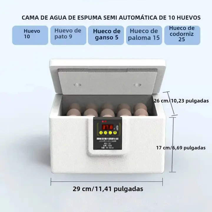 Incubador Termostático Manual Con USB Para Peces Aves Y Huevo Incluye Cama De Agua Biónica Y Luz De Huevos Máquina Todo En Uno - 1