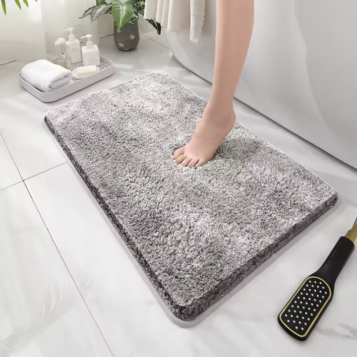 Alfombra De Piso De Terciopelo Grueso Y Cómoda Antideslizante Absorbedora De Agua Para Baño Dormitorio Sala De Estar Alfombra Para Interior - 1