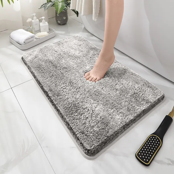 Alfombra De Piso De Terciopelo Grueso Y Cómoda Antideslizante Absorbedora De Agua Para Baño Dormitorio Sala De Estar Alfombra Para Interior - 1