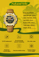Reloj De Pulsera Deportivo De Lujo NAVIFORCE Para Hombres Cronógrafo Alarma Cuarzo Resistente Al Agua Con Display Analógico Y Digital Correa De Cuero 9163 - details 1