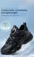 Zapatos De Seguridad Para Hombre Con Botón Giratorio Indestructibles Tamaño De Punta De Acero Antipinchazos Y Antideslizantes - details 15
