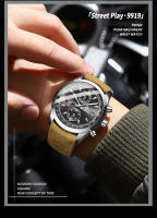 Reloj De Pulsera Para Hombre BINBOND Lujo Resistente Al Agua Cronógrafo Luminoso De Cuero Calidad Alta Reloj Casual De Cuarzo - details 1
