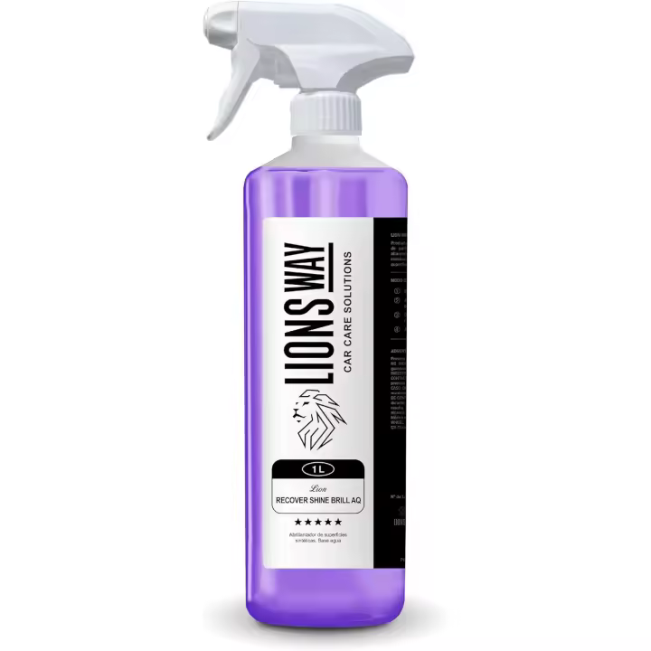 LIONSWAY | RECOVERBRILL  1L- Limpieza Interior de Coche - Limpia, Restaura y Perfuma con Aroma Floral + Recupera el Color sin Silicona y Efecto Satinado + Bayeta Premium Incluida - 1