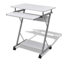 vidaXL Escritorio compacto de ordenador con bandeja de teclado en color Blanco/Negro/Marrón | estructura resistente ideal para salón dormitorio o estudio - details 0