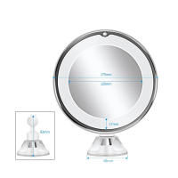 Espejo derecho libre montado en la pared del espejo 360 de la rotación ideal para Shav espejo que magnifica viaje del espejo que magnifica 10X llevó el espejo iluminado del maquillaje con la ventosa - details 4