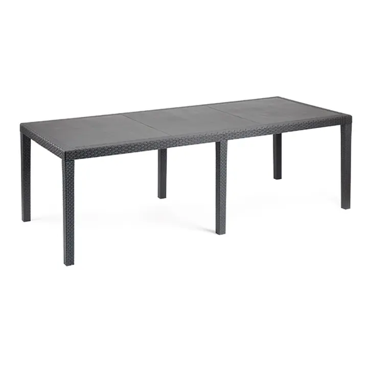 Ipae-Progarden Mesa de Resina Ratan Antracita Prince 220x90 Cm - Ideal para Jardín, Playa, Terraza, Patio y Balcón - 1