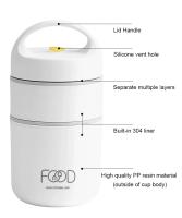 Caja De Almuerzo Térmica De Acero Inoxidable Con Bolsa Aislante Para Niños Termo De Sopa Y Comida Moderno Y Minimalista - details 7