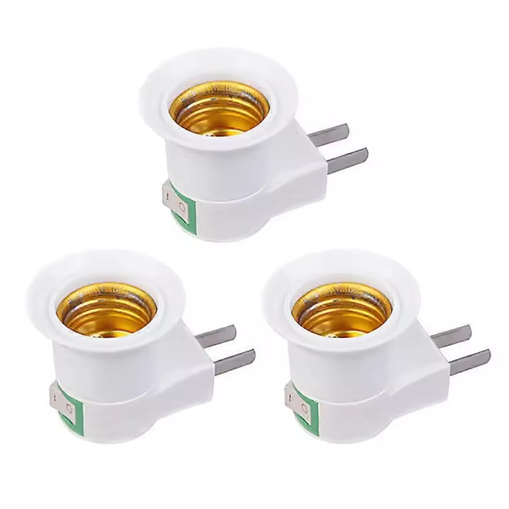 3 Unids EE. UU. Plug at E26/E27 adaptador LED Bombilla convertidor socket title with encendido/apagado interruptor de botón - 1