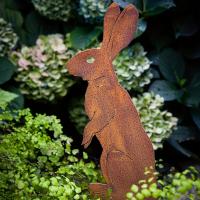 Palillo De Jardín De Conejo De Metal Rustico Silueta De Conejito Rostro Roto Decoración De Jardín Para Casa En El Campo Perfecto Para Navidad Y Pascua - details 0