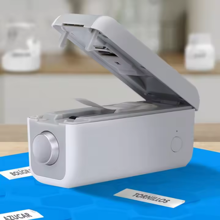 NK Etiquetadora Portátil - Mini Etiquetadora Inalámbrica para Móvil, Incluye Rollo de Papel y Cable USB, Compatible con iOS y Android - Color Blanco - 1