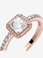 Pandora - Anillo de Halo Cuadrados brilliant-Baño de Gold Rose de 14 K - details 0