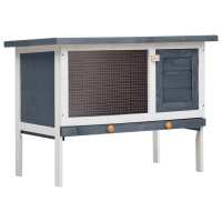 vidaXL Conejera de Exterior de Madera 1 Planta Casa Conejos Jaula de Mascotas Color Gris,  Latón,  Marrón y mas - details 1
