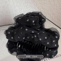 Pinza De Cabello Para Mujer Estilo Coreano De Alta Gama Con Red Y Puntos De Onda Clip De Tiburón Tejido Accesorio De Moda Para El Exterior - details 4