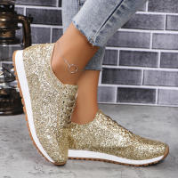 Zapatos De Mujer De Primavera Con Lentejuelas Bling Y Diseño Fashion Punta Redonda Antideslizantes Confortables Para Exterior Suela Gruesa - details 10