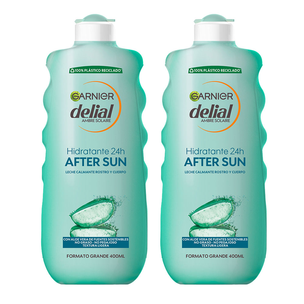 GARNIER | Delial ack de 2 After Sun Leche Calmante Rostro y Cuerpo Con Aloe Vera para Hidratar la Piel después de la Exposición Solar 2x400ML