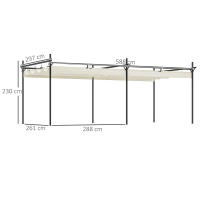 Outsunny Pérgola de Jardín 6x3 m con Techo Retráctil, Cenador de Jardín con UPF30+, Estructura Metálica, Tela de Poliéster, Pabellón para Exterior, Terraza, Crema - details 2