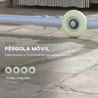 Outsunny Pérgola 3x3 m Cenador de Jardín con Ruedas Protección UV 30+ Impermeable Sacos de Arena y Marco de Acero para Patio Terraza Balcón - details 3