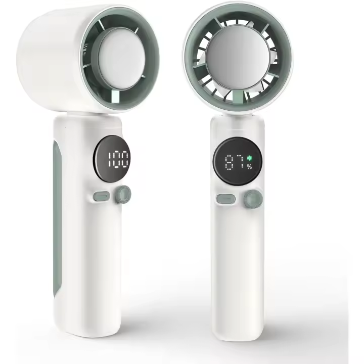 Ventilador Manual Recargable de 4000mAh con Velocidad Ajustable (1-100), Mini Turbo Silencioso y Diseño Portátil para Uso en Viajes y Al Aire Libre (Color Beige). - 1