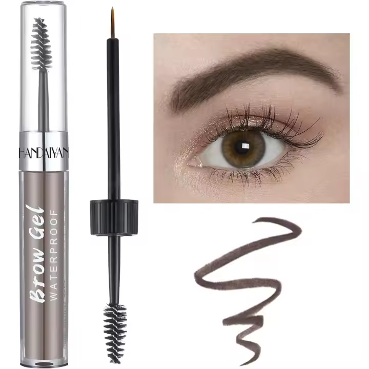Gel para cejas, kit de tinte para cejas, pomada para cejas, pigmento resistente al agua de larga duración con pincel para maquillaje natural, tonos de cejas n.° 5, marrón oscuro. - 1