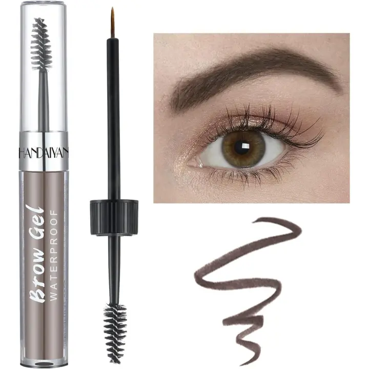 Gel para cejas, kit de tinte para cejas, pomada para cejas, pigmento resistente al agua de larga duración con pincel para maquillaje natural, tonos de cejas n.° 5, marrón oscuro. - 1