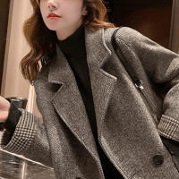 Abrigo De Lana Británica Para Mujer Moda Otoño Invierno Casual Cuello Abierto Bolsillos Resistente Al Viento Chaqueta De Oficina - details 4