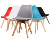 Juego de 4 sillas tulipán con patas de madera, mueble estilo nórdico medieval, con asiento acolchado de cuero sintético, para escritorio, comedor, dormitorio, balcón o restaurante BAR hosteleria, OFICINA Mesa de comedor nórdica cocina NEGRO - details 2