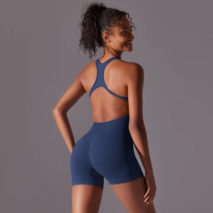 Monos 2024, pantalones cortos de Yoga para mujer, pelele deportivo sin mangas para mujer, monos de verano para Yoga, trajes ajustados para gimnasio y Fitness - 1