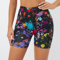Shorts De Yoga De Cintura Alta Con Estampado Tropical Y Bolsillos En Poliéster Tejido Elástico Silueta Regular Para Mujer - details 1